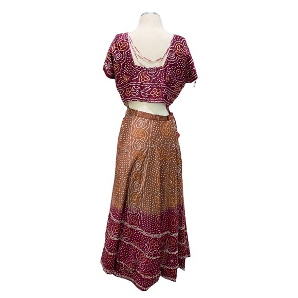Women's Red & Brown India Lengha, Chanya Choli (~L) - Picture 3 of 13